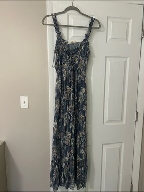 maxi dress sleeves casual PRETTYGARDEN Womens Casual V Neck Boho Maxi Dress Flowy Aline Bell Sle
